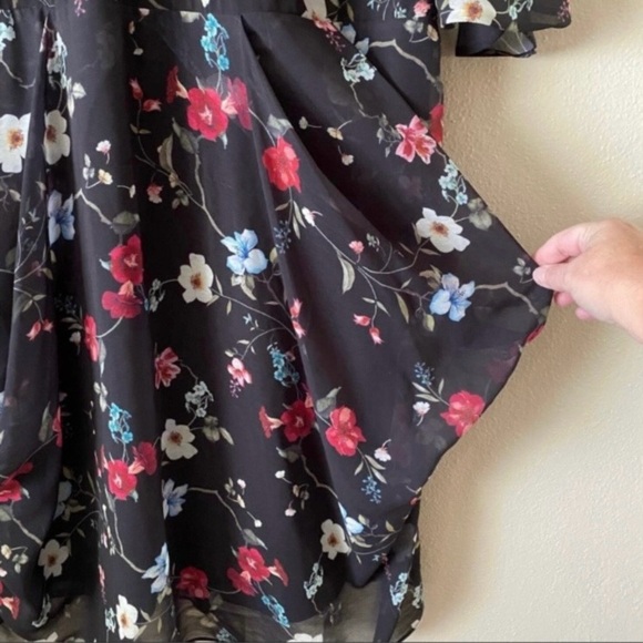 City Chic Floral Allure Chiffon Faux Wrap Drape Batwing Plus Dress Size 18 - Picture 7 of 15